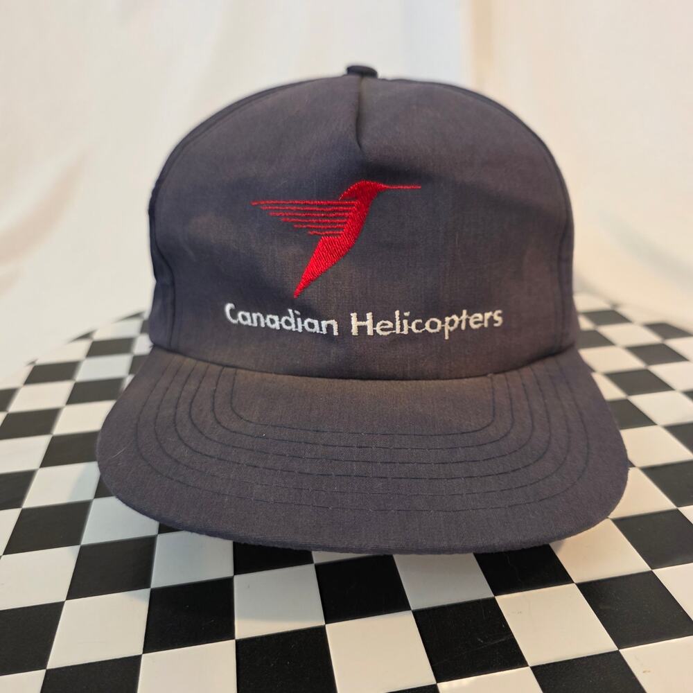 Canadian Helicopters Vintage Snapback Hat Navy Corporate Aviation Cap